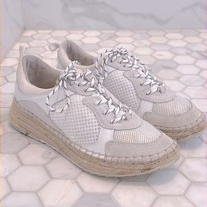 Marc Fisher Janet White Suede Espadrilles Jute Sneakers Shoe Women’s Size 9